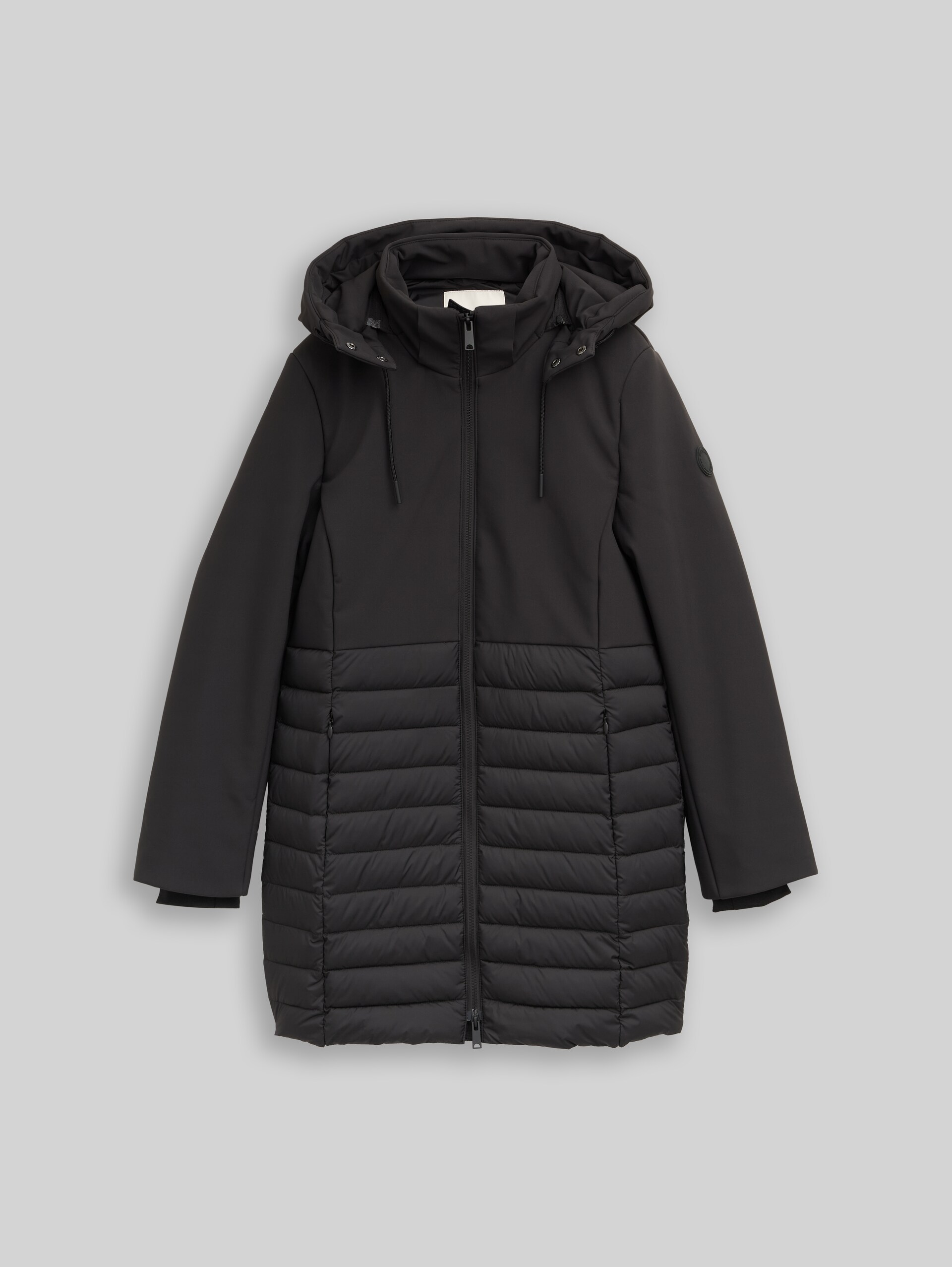Softshell Hybrid Steppmantel mit Kapuze - deep black - Vorder-Produkt-Ansicht