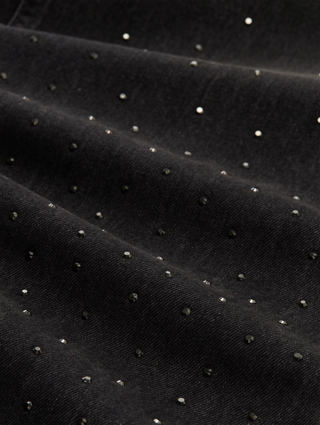 TTLINOU WIDE Jeans with rhinestones - black stone wash denim - Material view