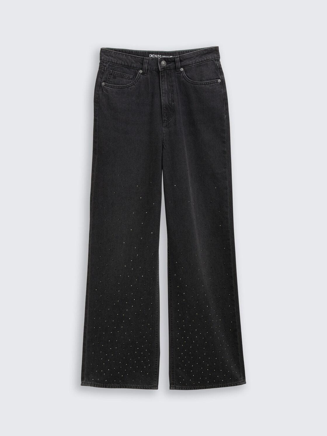 TTLINOU WIDE Jeans with rhinestones - black stone wash denim - Front product view