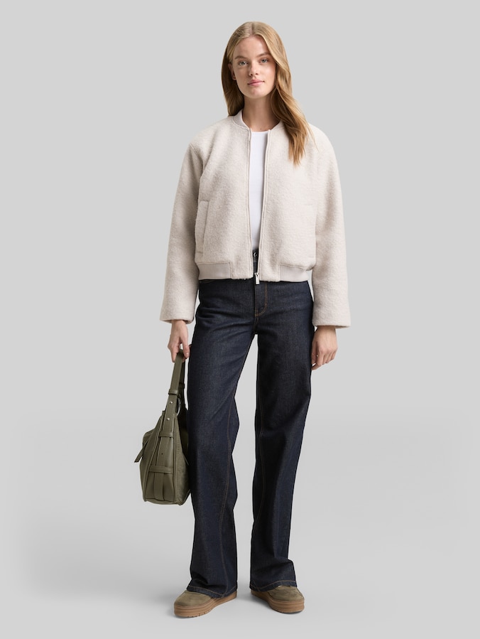 Blouson bomber bouclé par Denim Female, cloud grey