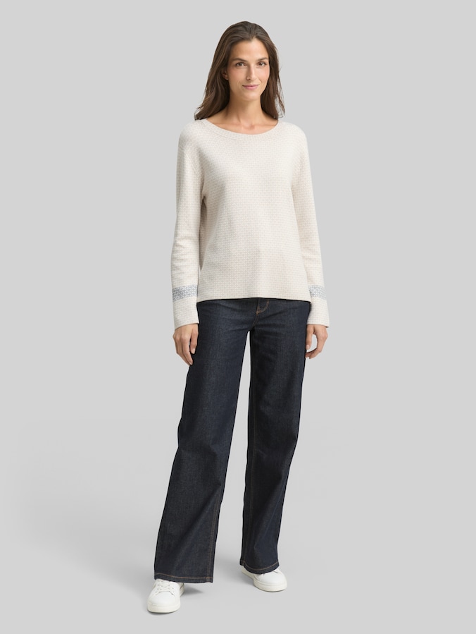 Pull en maille jacquard ample par Women, mini argyle on beige melange