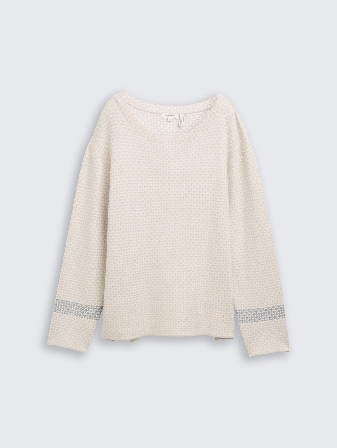 Loose Fit Jacquard Strickpullover - mini argyle on beige melange