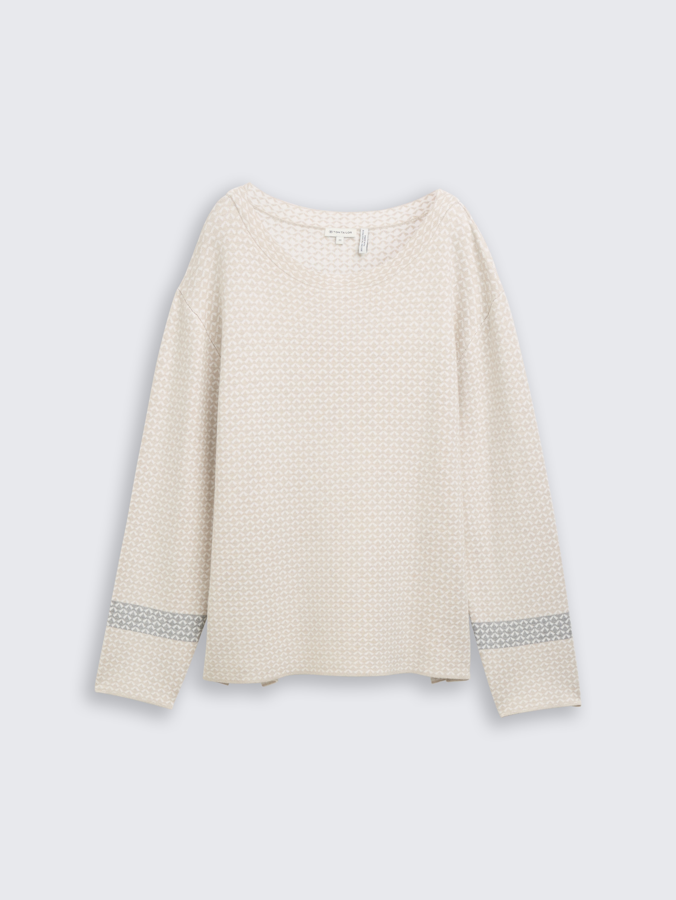 Loose Fit Jacquard Strickpullover - mini_argyle_on_beige_melange - 