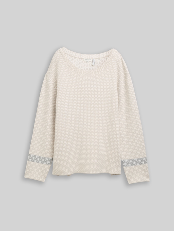 Loose Fit Jacquard Strickpullover von Women, mini argyle on beige melange