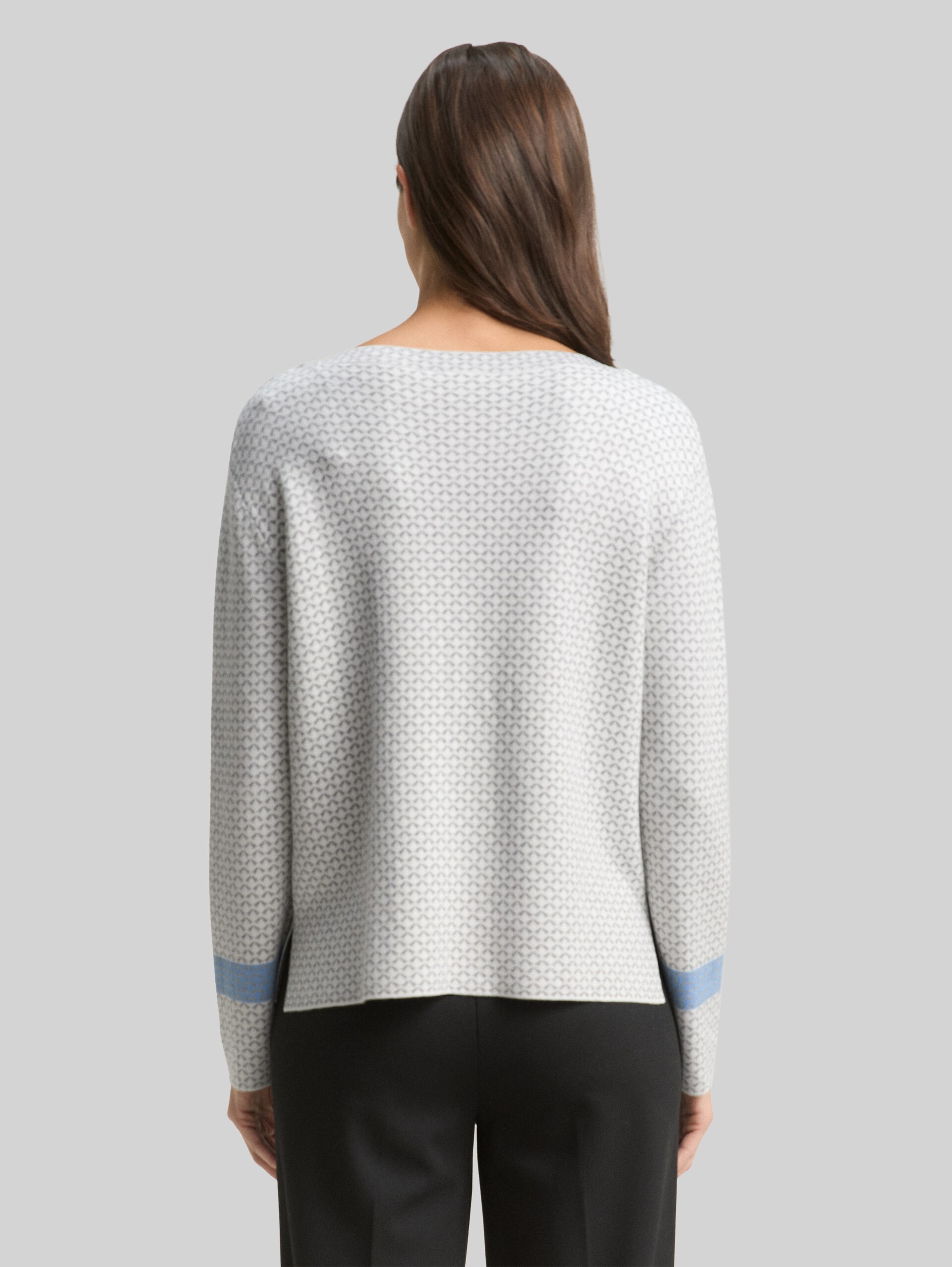 Loose fit jacquard knit jumper - mini argyle on grey melange