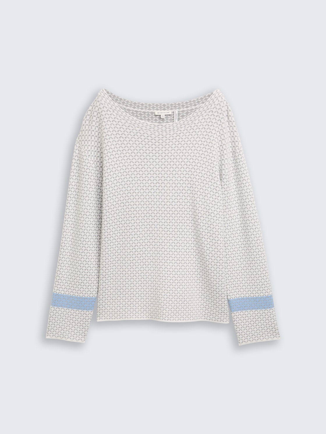 Loose Fit Jacquard Strickpullover - mini argyle on grey melange