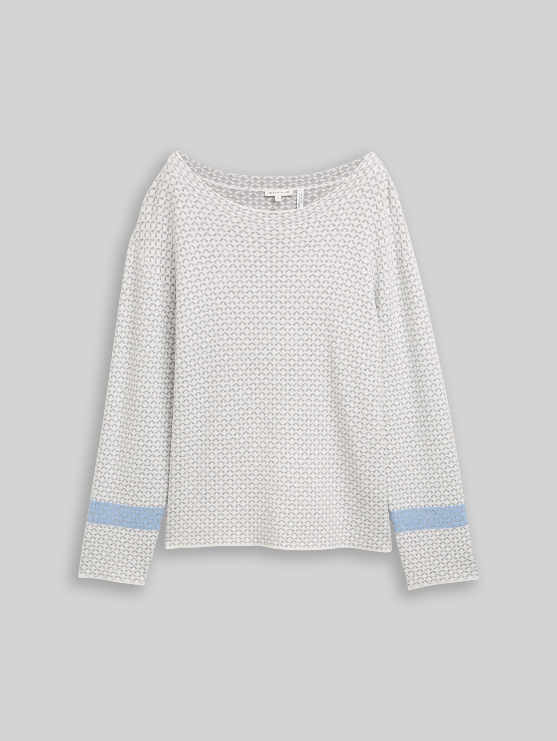 Loose fit jacquard knit jumper - mini argyle on grey melange