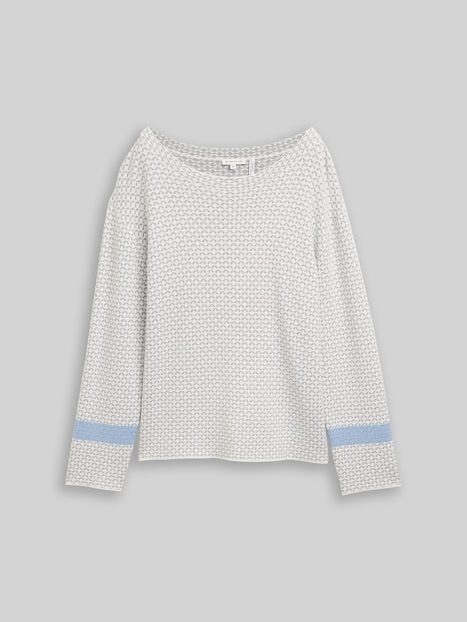 Loose Fit Jacquard Strickpullover von Women, mini argyle on grey melange