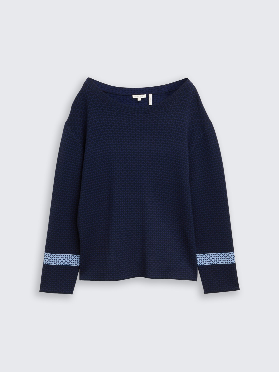 Loose Fit Jacquard Strickpullover - blue mini argyle