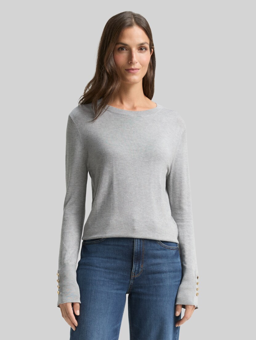 Gebreide trui met knoopdetails door Women, medium silver grey melange