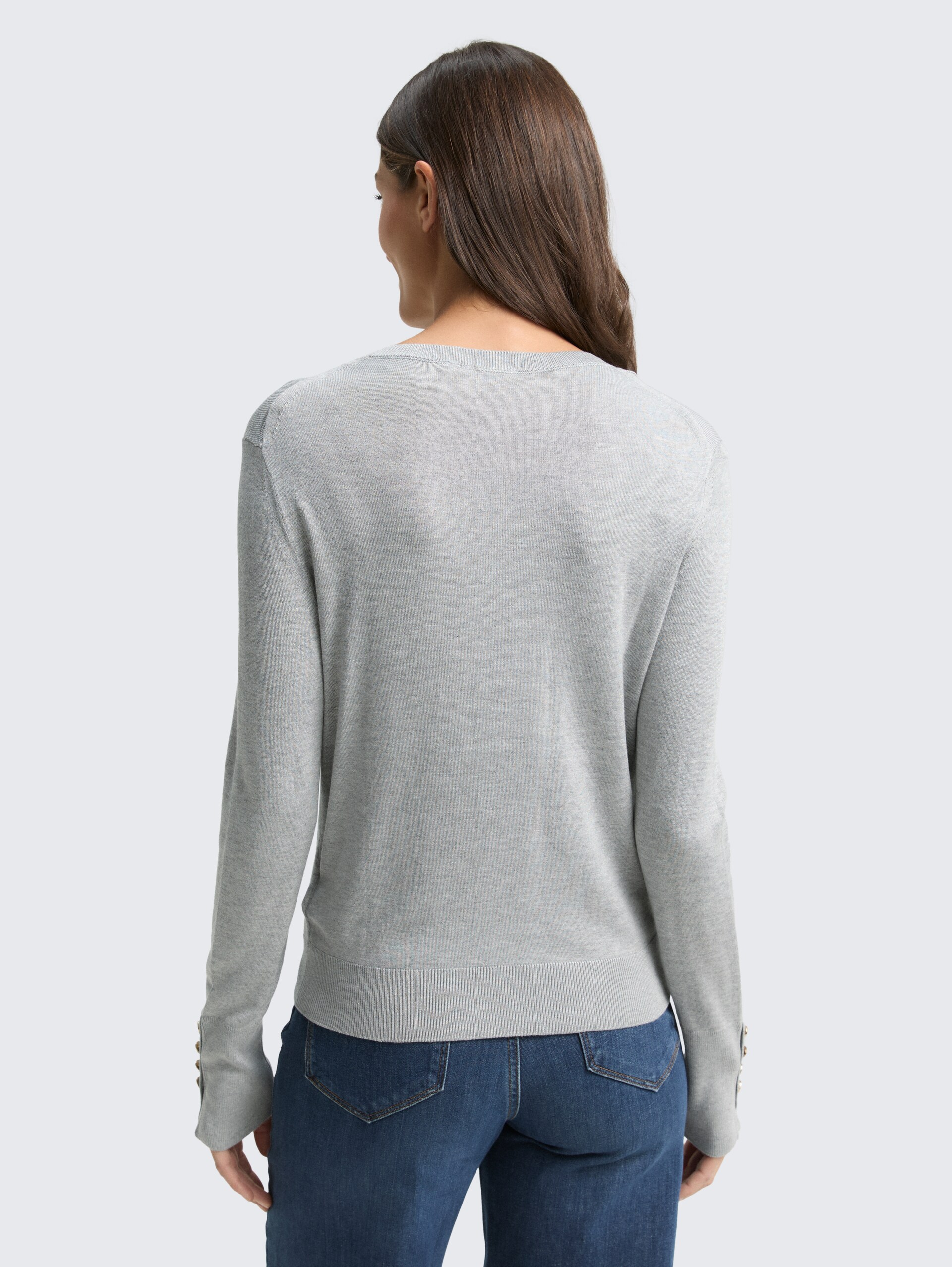 Strickpullover mit Knopf-Details - medium silver grey melange
