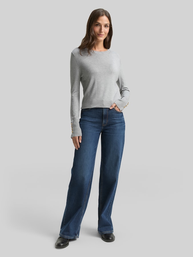 Pull en maille avec détails boutonnés par Women, medium silver grey melange