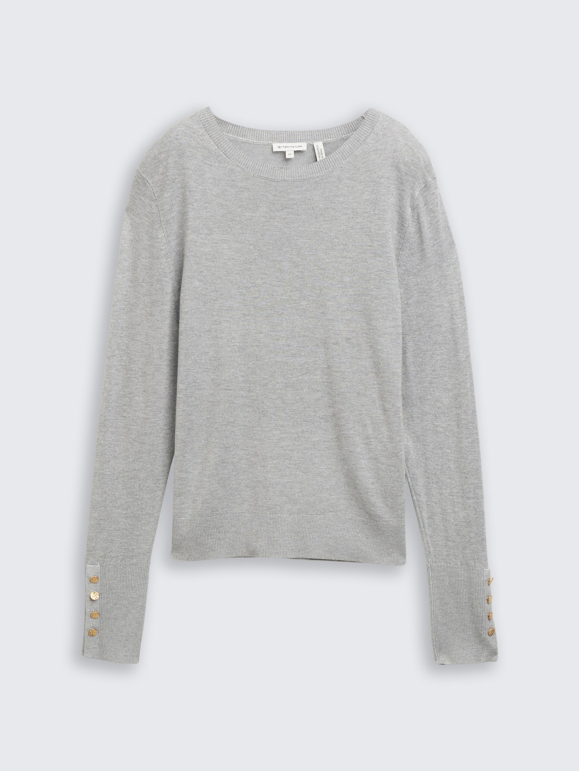 Strickpullover mit Knopf-Details - medium silver grey melange
