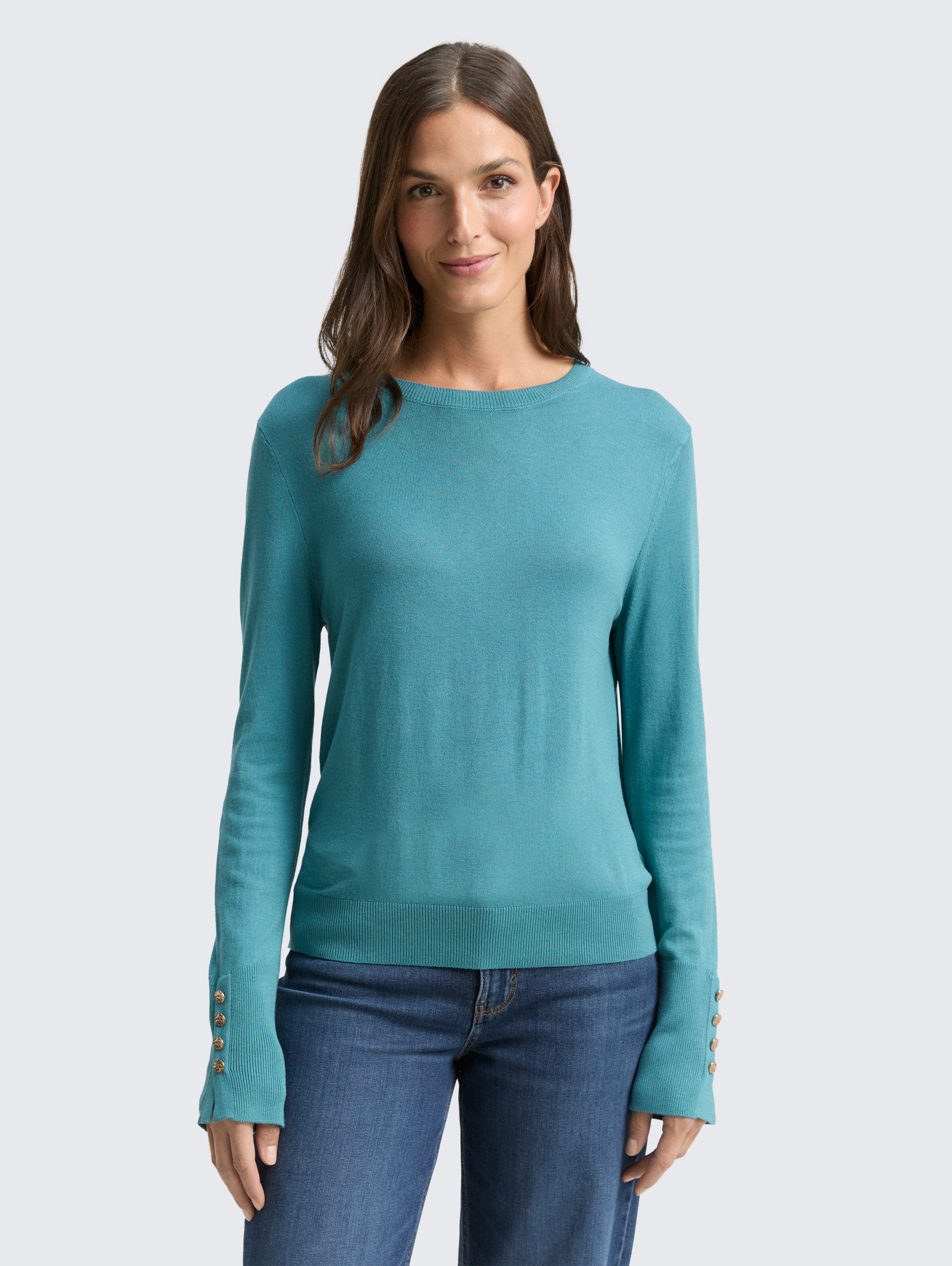 Strickpullover mit Knopf-Details von Women, tropical teal