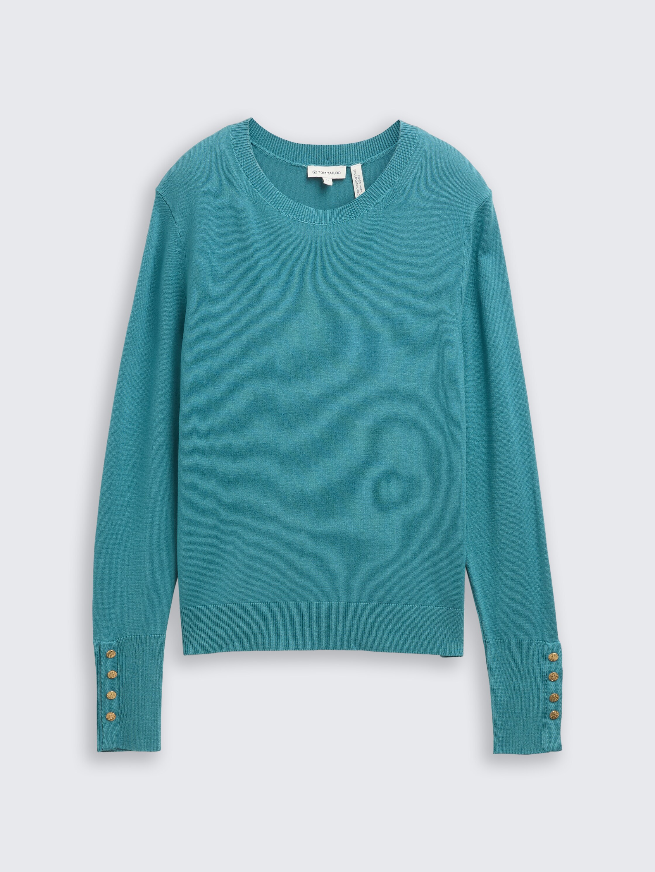 Strickpullover mit Knopf-Details - tropical teal