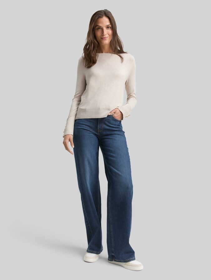 Pull en maille avec détails boutonnés par Women, sand stone beige melange
