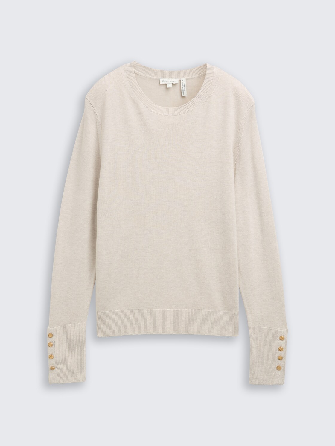 Strickpullover mit Knopf-Details - sand stone beige melange