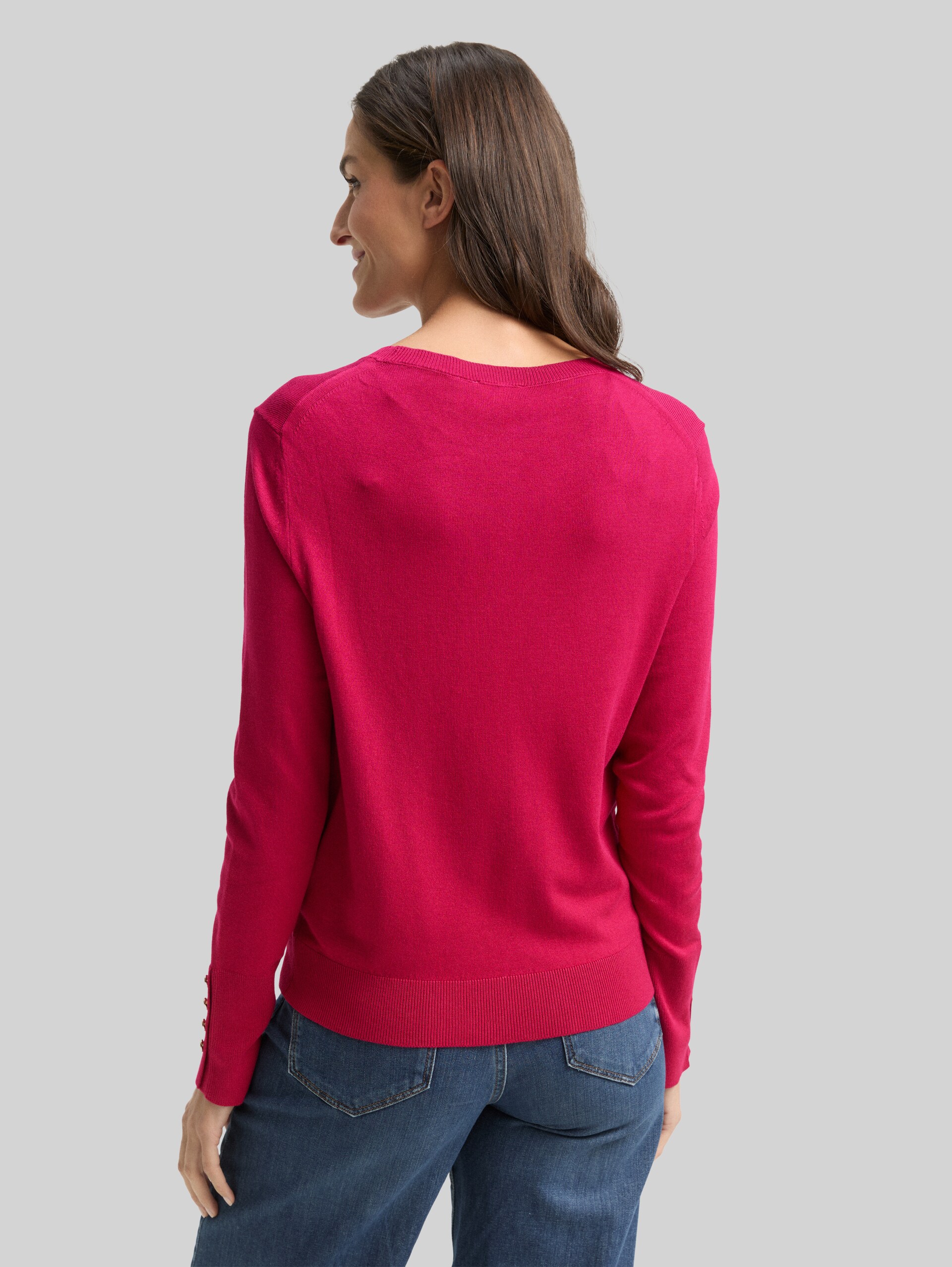 Strickpullover mit Knopf-Details - dark pink