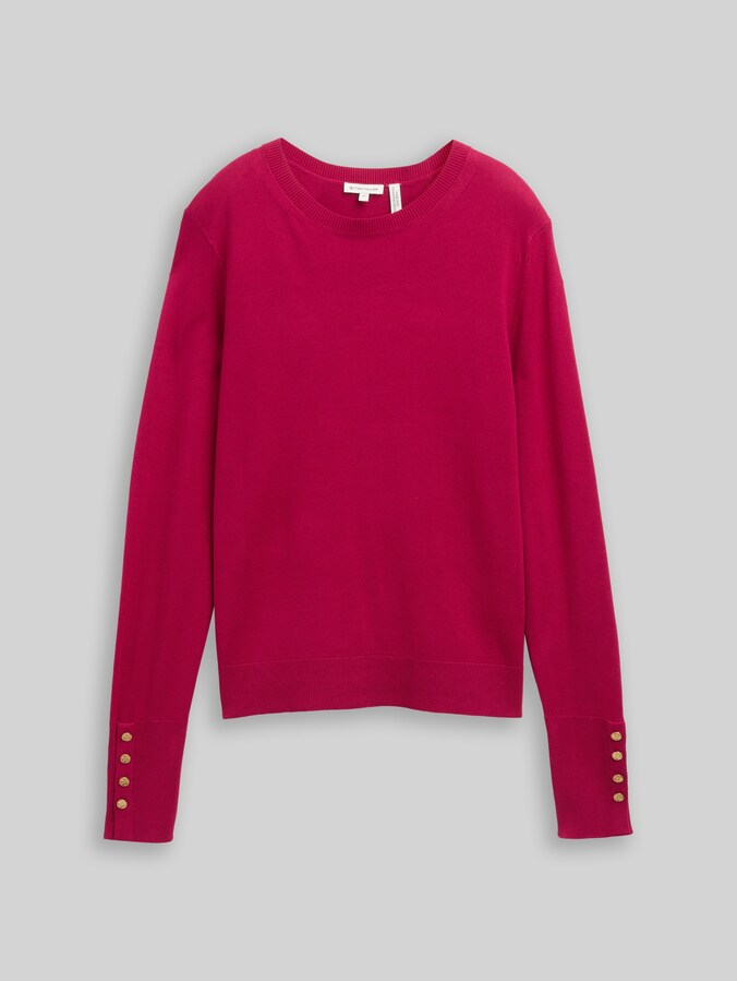 Pull en maille avec détails boutonnés par Women, dark pink