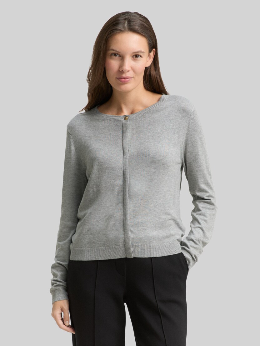 Cardigan mit verdeckter Knopfleiste von Women, medium silver grey melange