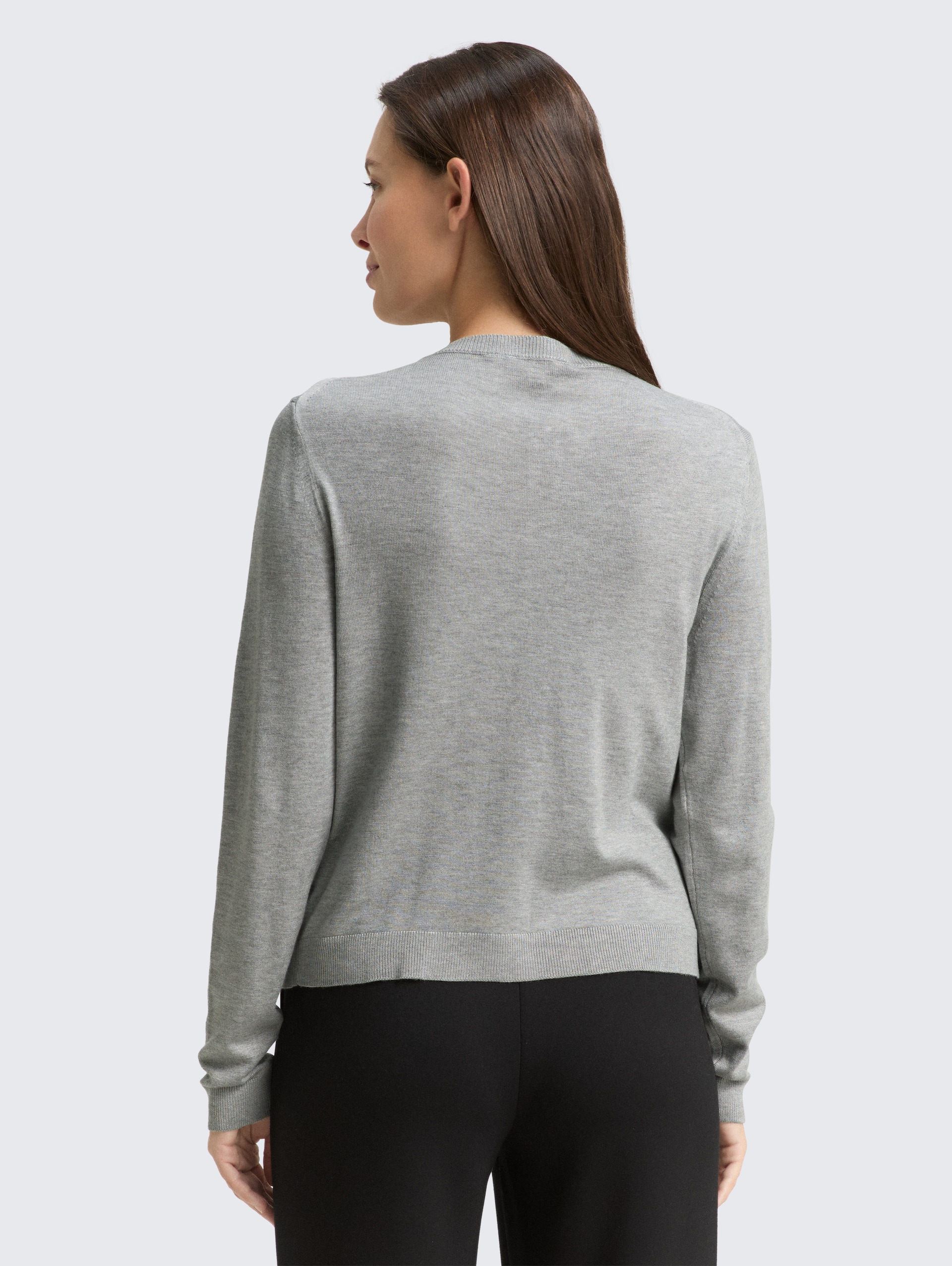 Cardigan with concealed button placket - medium silver grey melange