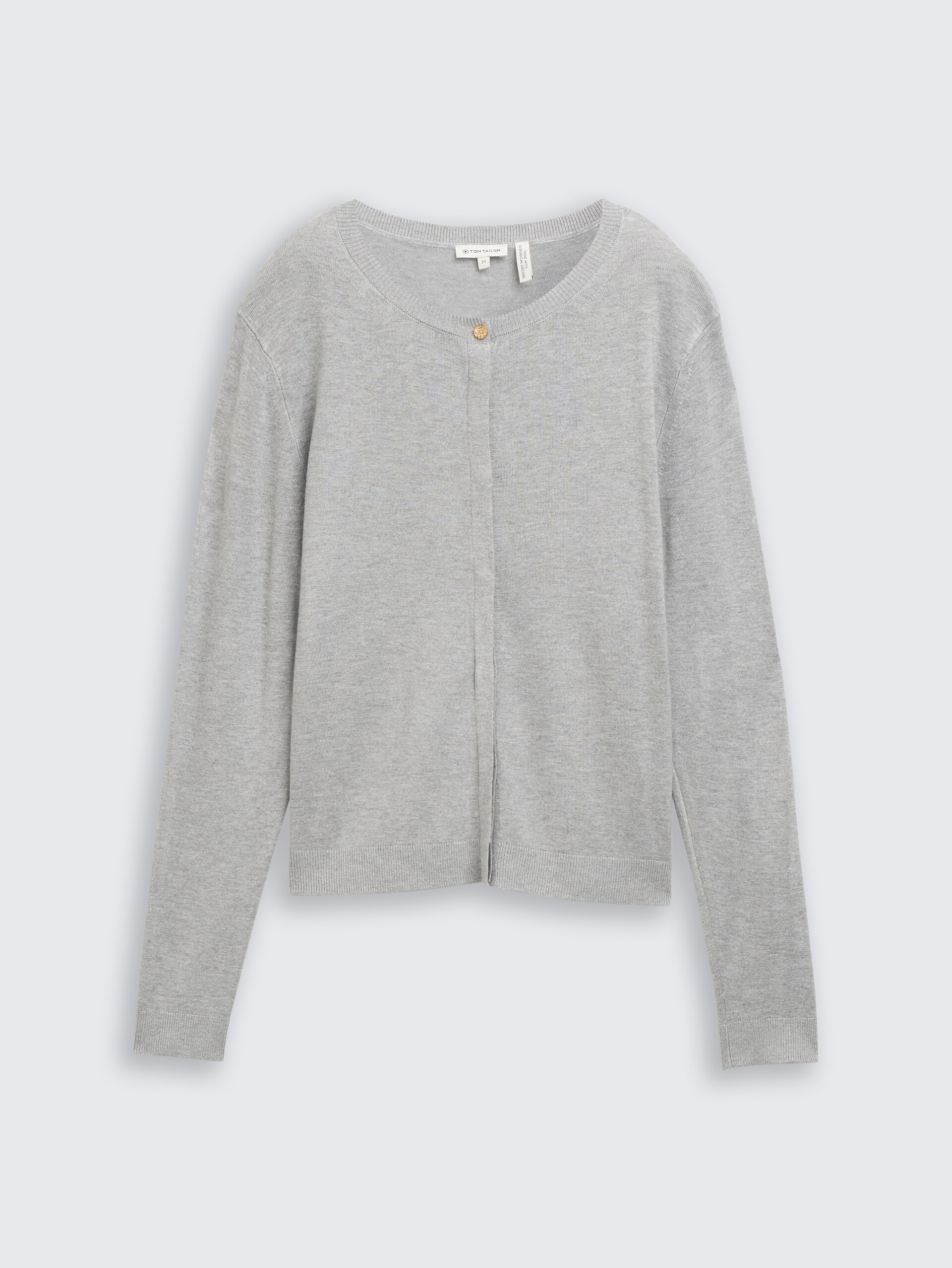 Cardigan with concealed button placket - medium silver grey melange