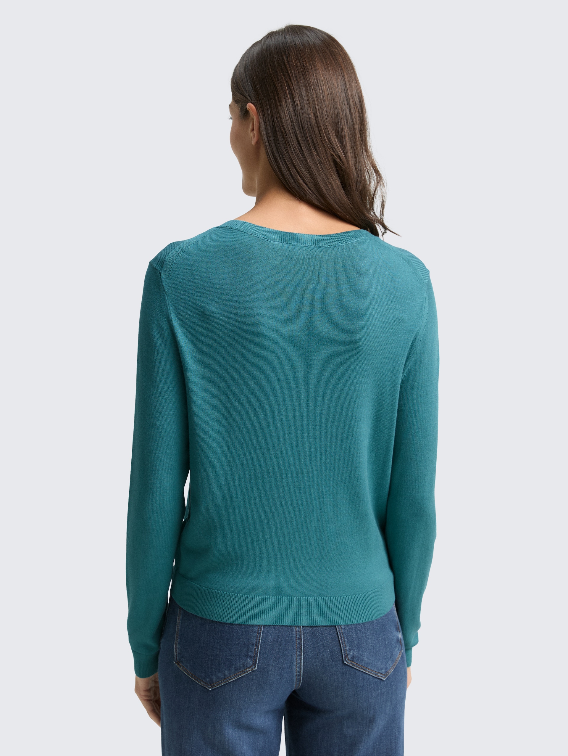 Cardigan with concealed button placket - tropical teal