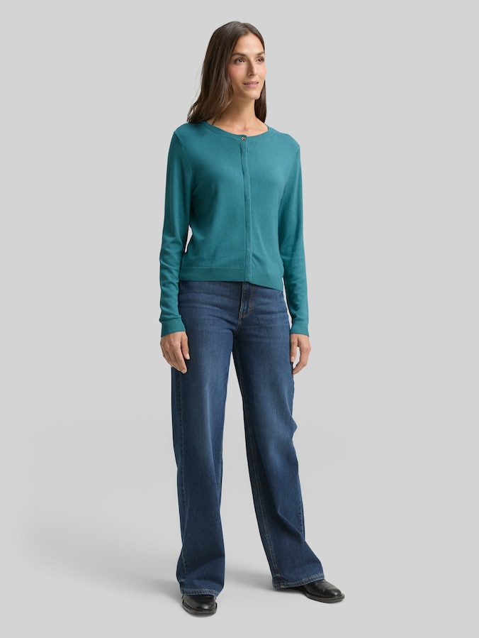 Cardigan mit verdeckter Knopfleiste von Women, tropical teal