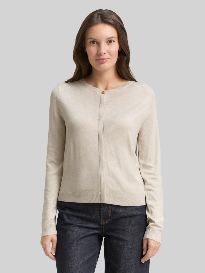 Cardigan mit verdeckter Knopfleiste von Women, sand stone beige melange
