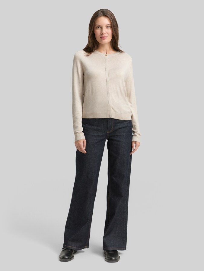 Cardigan mit verdeckter Knopfleiste von Women, sand stone beige melange