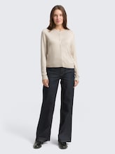 Cardigan mit verdeckter Knopfleiste - sand stone beige melange - Model-Vorderansicht