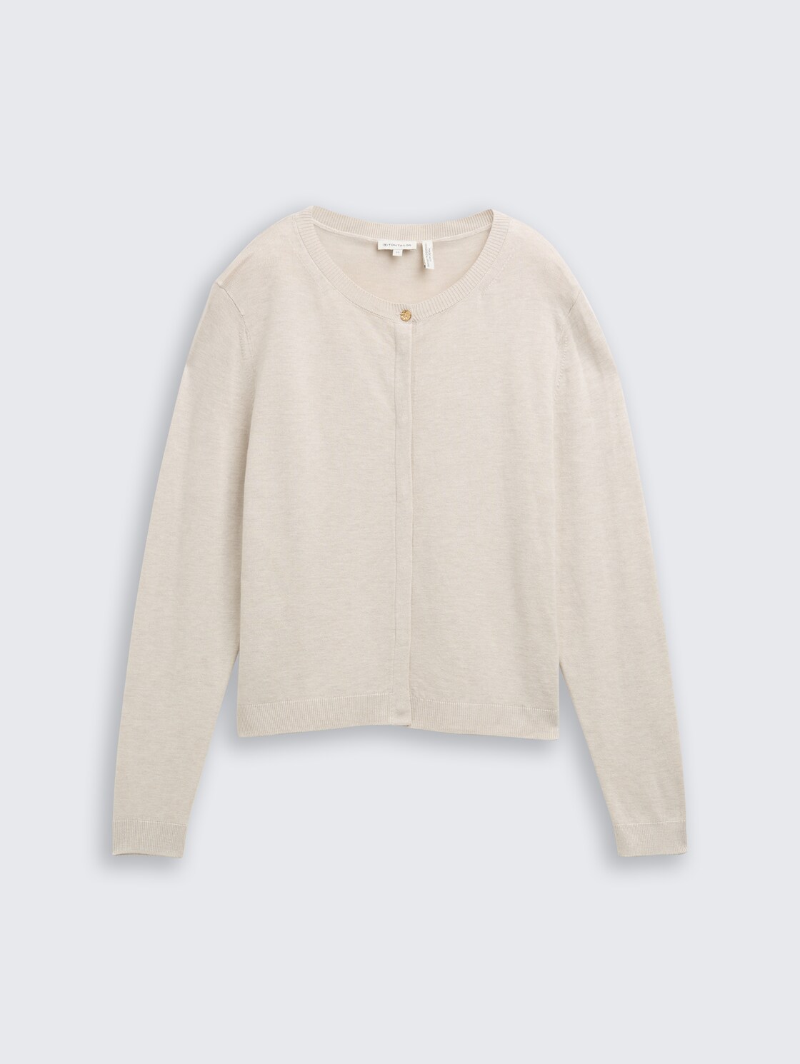 Cardigan with concealed button placket - sand stone beige melange