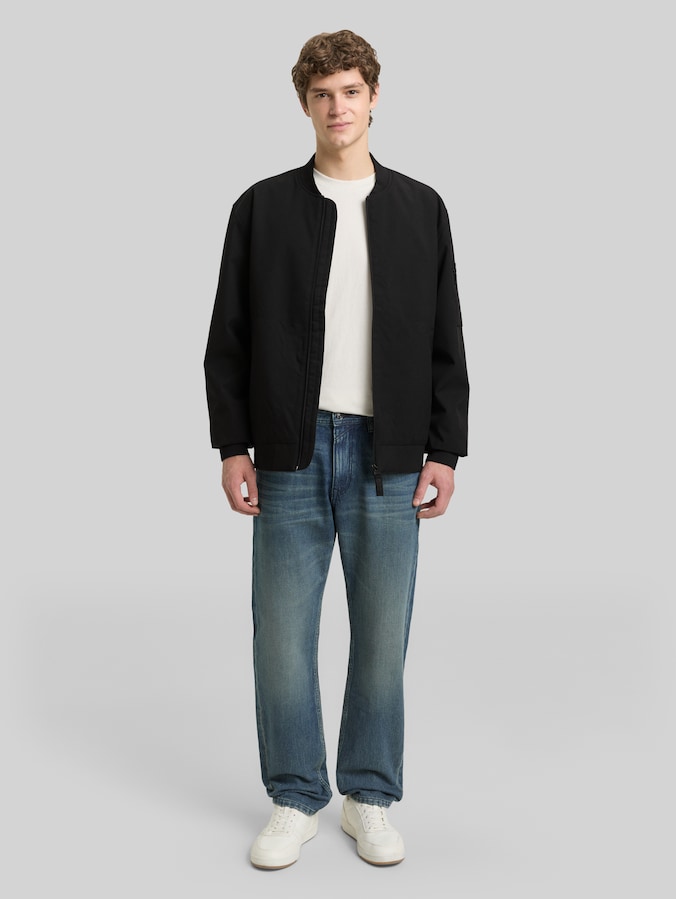 Blouson aviateur en matière déperlante par Denim Male, Black