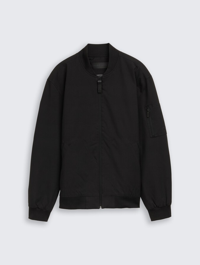 Bomber jacket made from water-repellent material by Denim Male, Black
