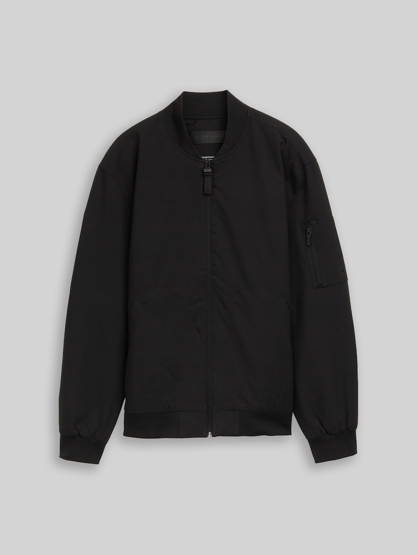 Bomber jacket made from water-repellent fabric by Denim Male, Black