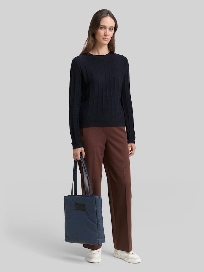 Pull en maille côtelée avec partie en laine par Women, sky captain blue