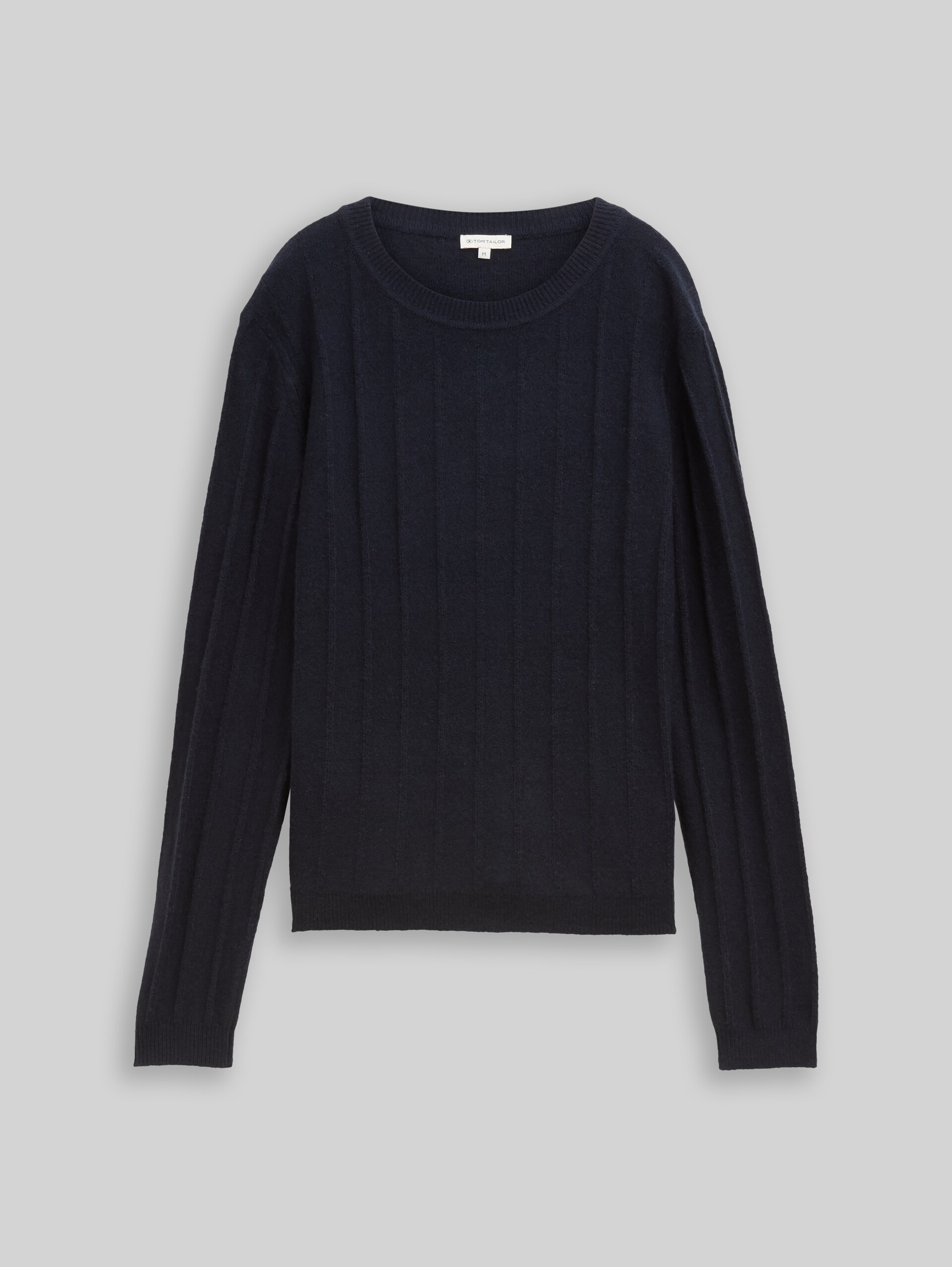 Rib knit jumper with wool content - sky captain blue