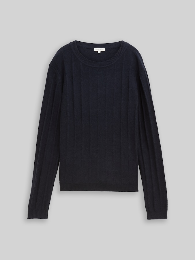 Rib Strickpullover mit Wollanteil von Women, sky captain blue