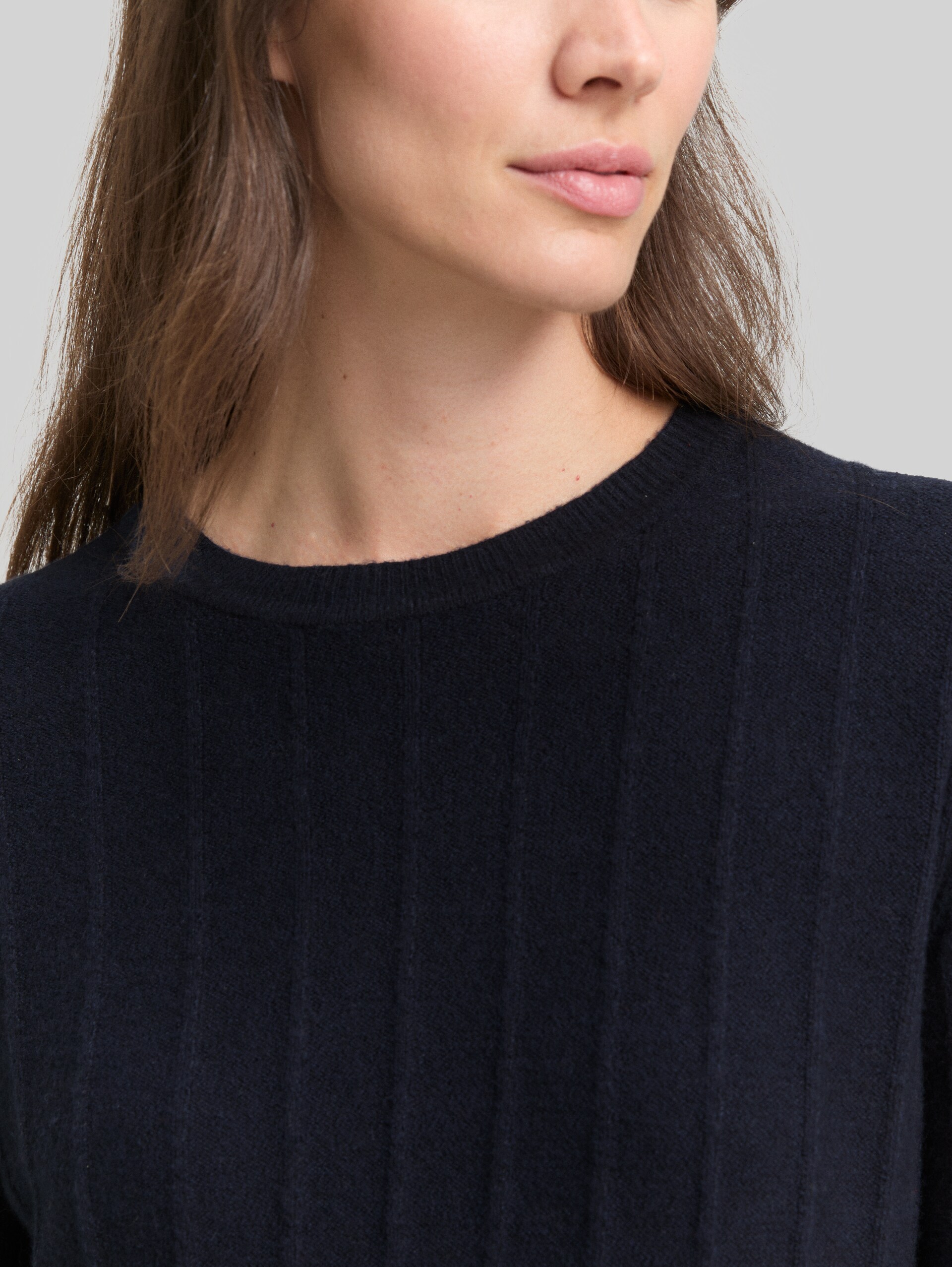 Rib knit jumper with wool content - sky captain blue - Detail model view