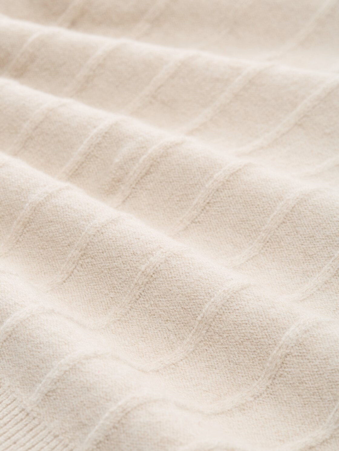 Rib Strickpullover mit Wollanteil - sand stone beige melange - Material-Ansicht