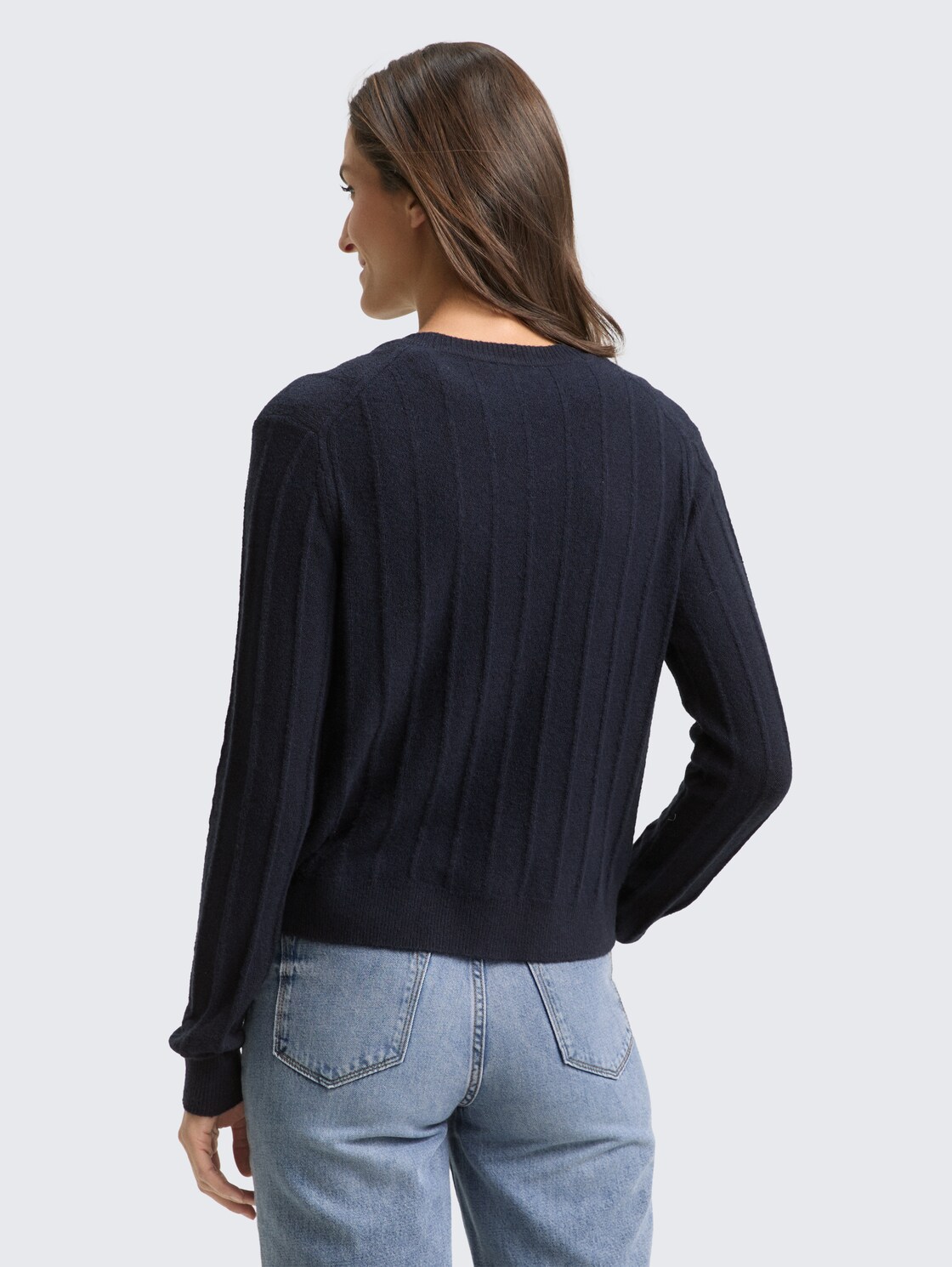 Rib Cardigan mit Wollanteil - sky captain blue