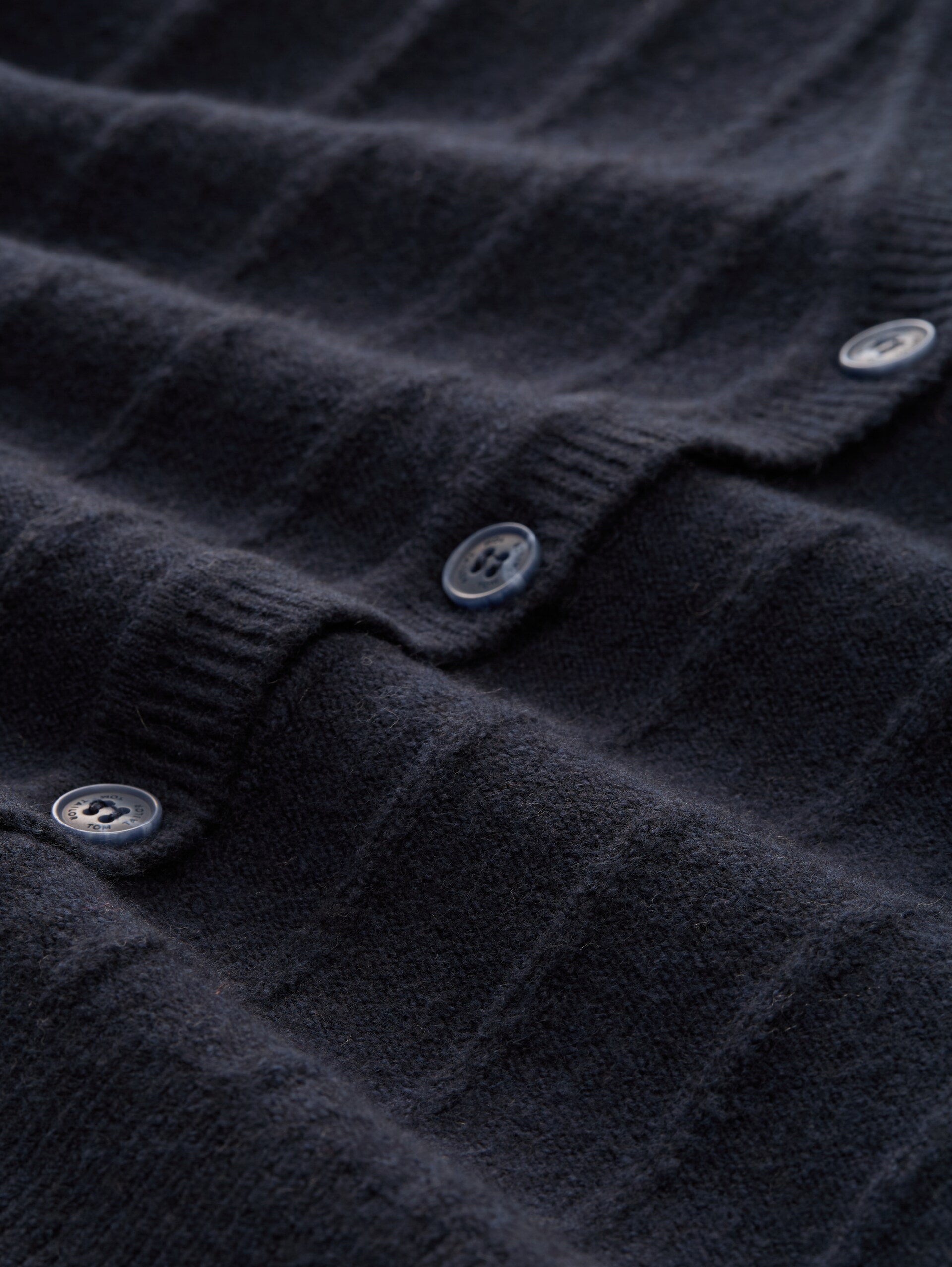 Ribbed cardigan with wool content - sky captain blue - Material view
