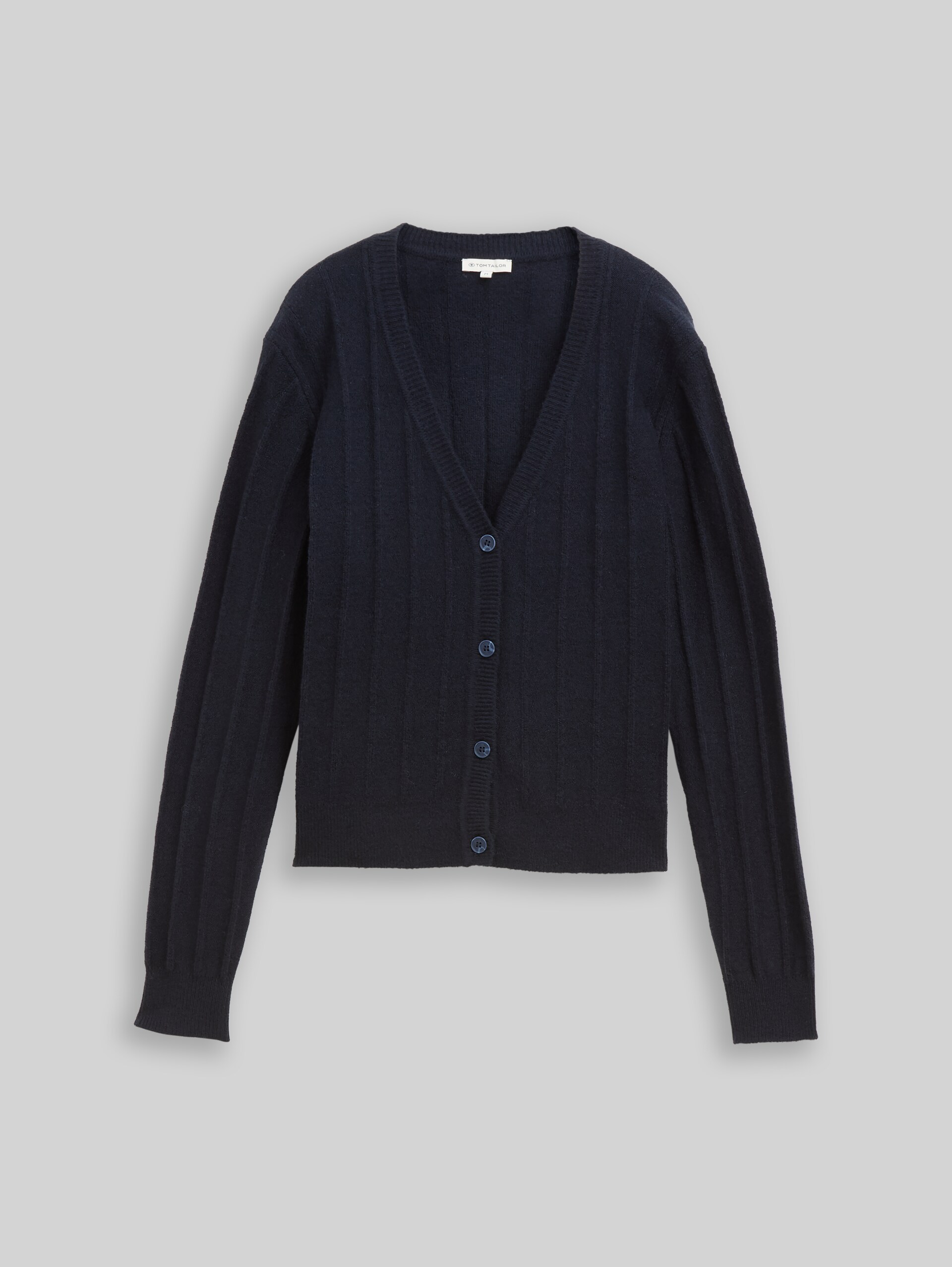 Ribbed cardigan with wool content - sky captain blue