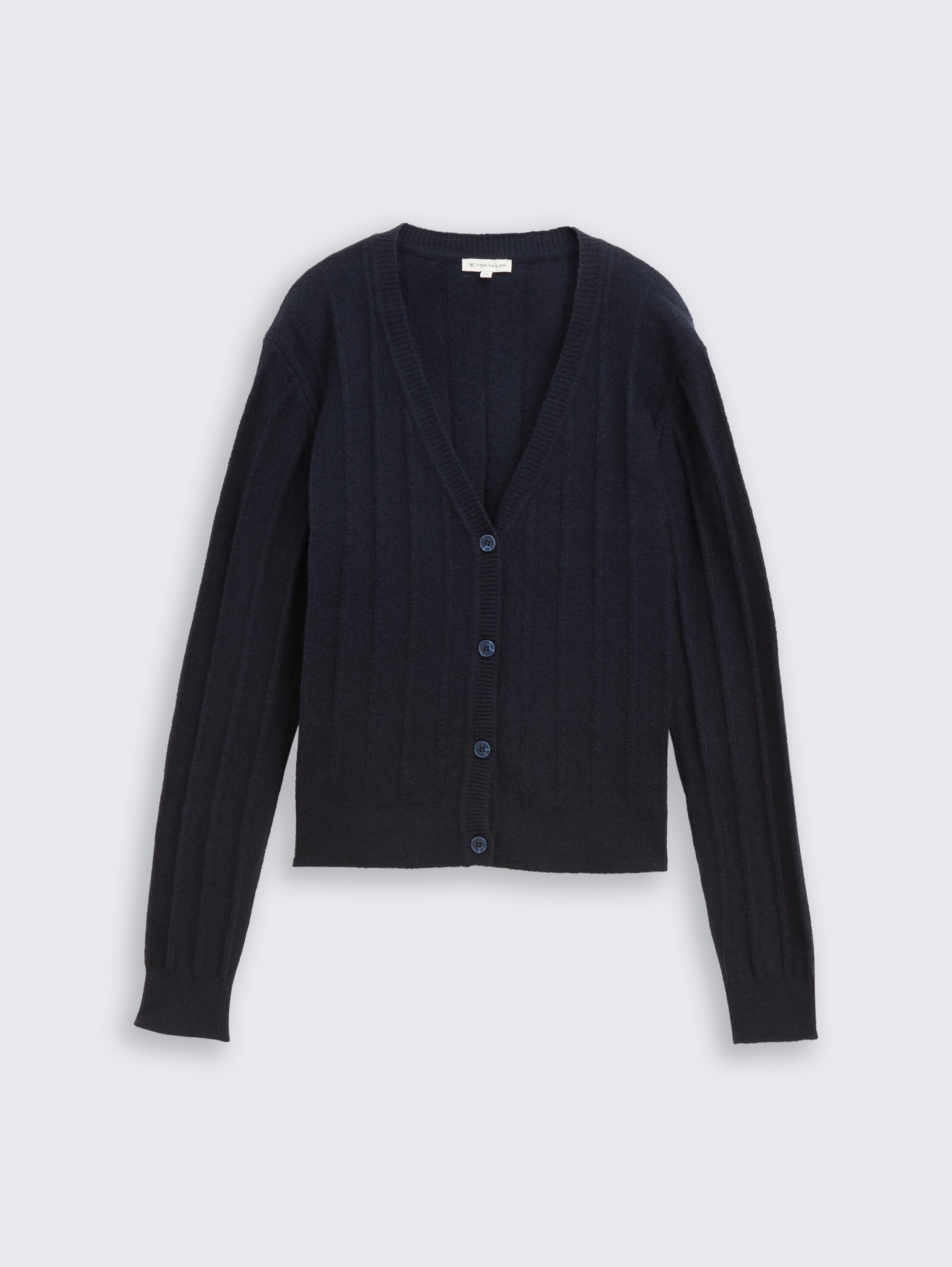 Ribbed cardigan with wool content - sky_captain_blue_1 - 