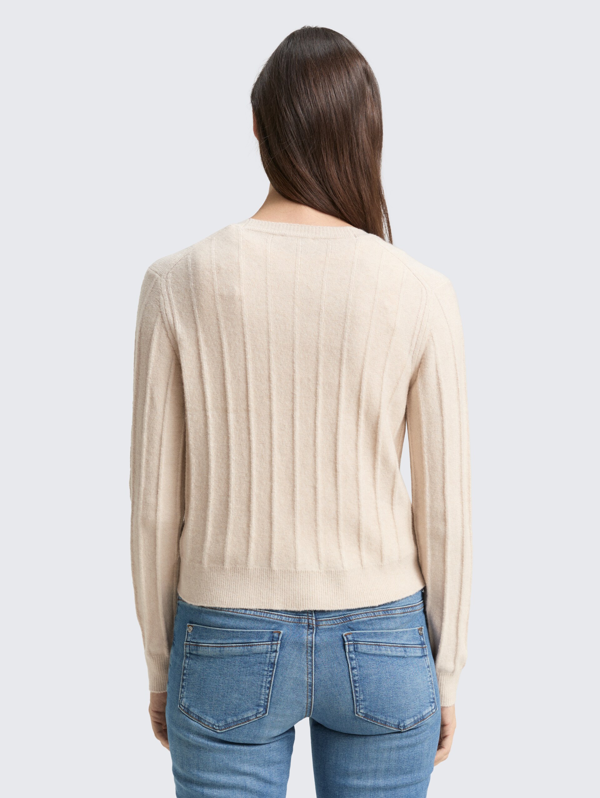 Rib Cardigan mit Wollanteil - sand stone beige melange