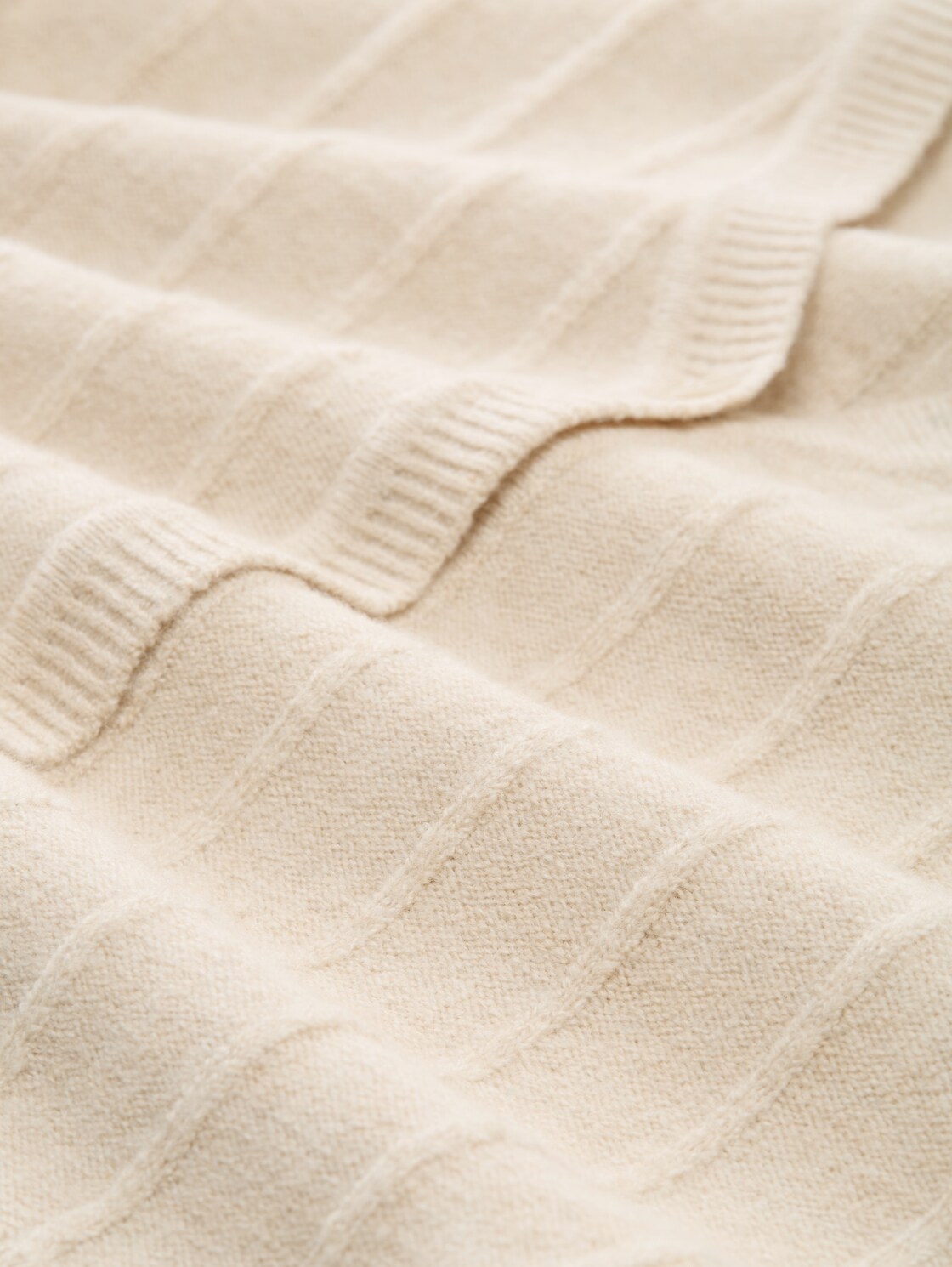 Rib Cardigan mit Wollanteil - sand stone beige melange - Material-Ansicht