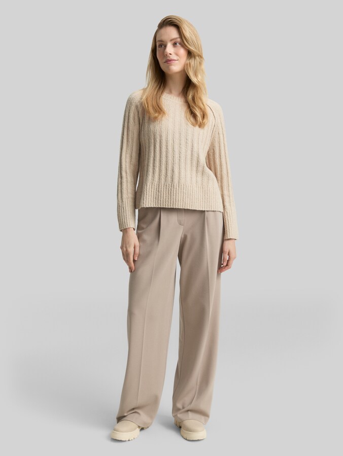 Pull en maille bouclée avec partie en laine par Women, sand stone beige melange