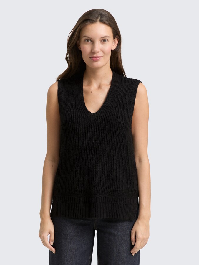 Pullunder met V-hals door Women, deep black