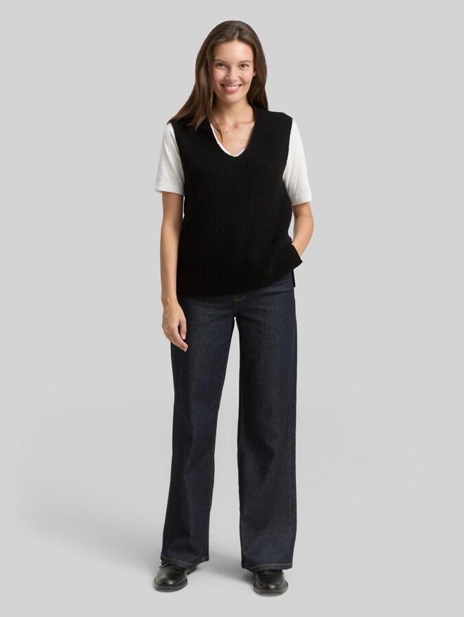Pullunder met V-hals door Women, deep black