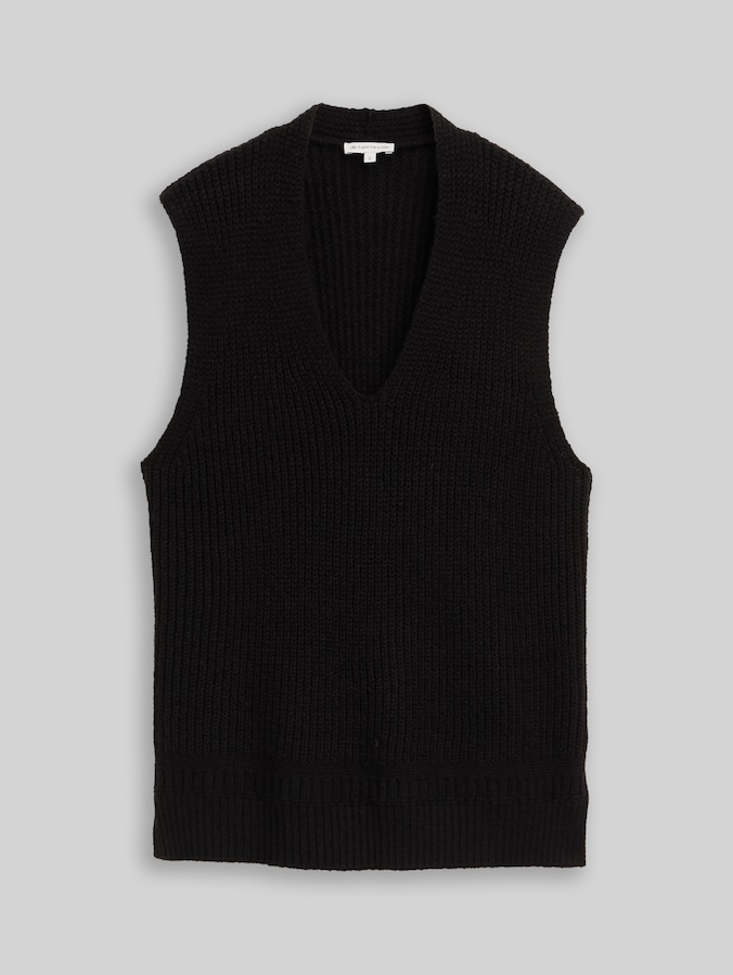 V-hals vest door Women, deep black